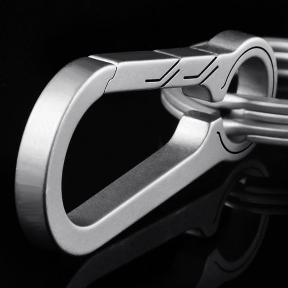 キーリング チタン合金フック型シルバーキーホルダー