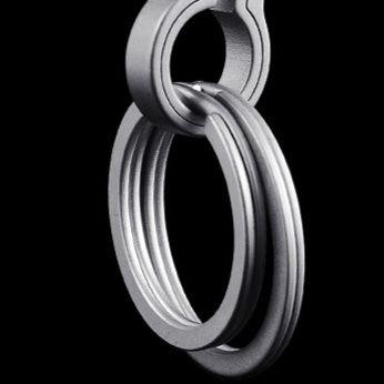 キーリング チタン合金フック型シルバーキーホルダー