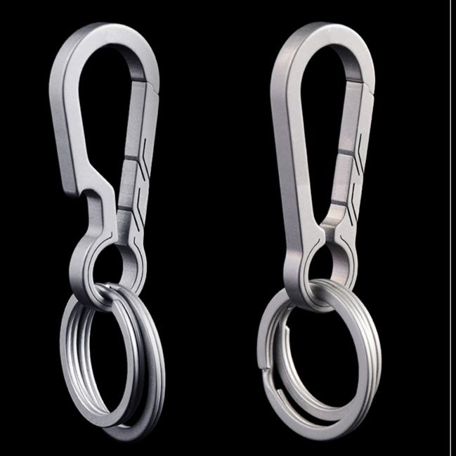 キーリング チタン合金フック型シルバーキーホルダー