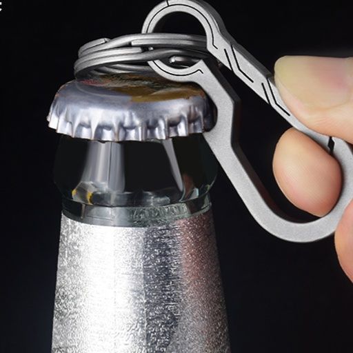 キーリング チタン合金フック型シルバーキーホルダー