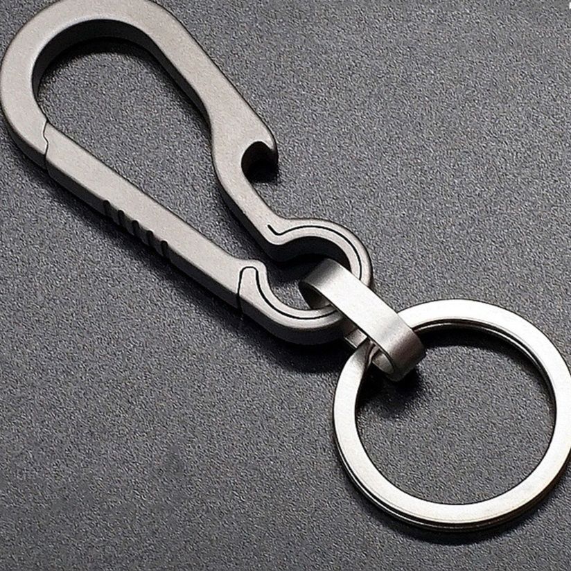 キーリング チタン合金製フック式シルバーキーリング
