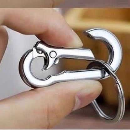 キーリング 回転式ナスカン付きシルバー金属キーリング