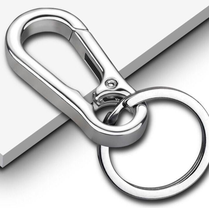 キーリング 回転式ナスカン付きシルバー金属キーリング