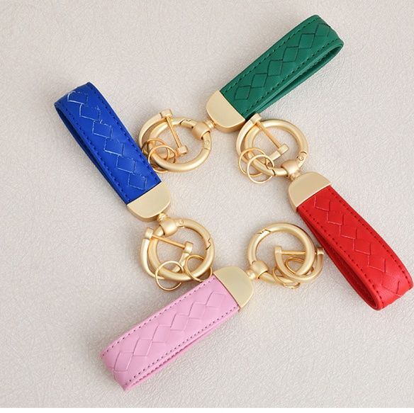 キーリング 編み込みレザーキーリング 金具付き