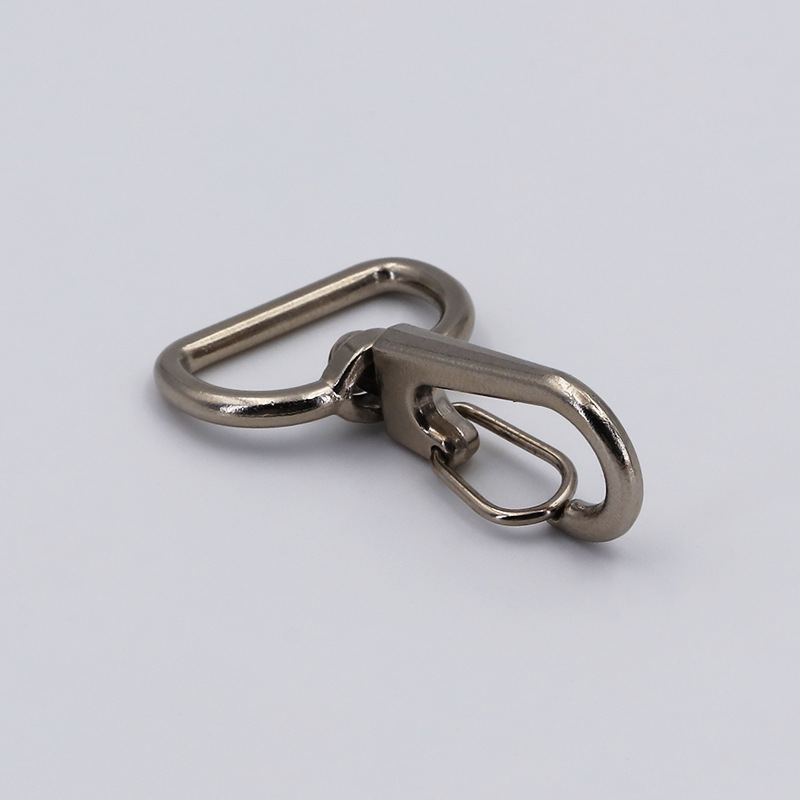 キーリングシルバー 回転式フック付き角型リング金具