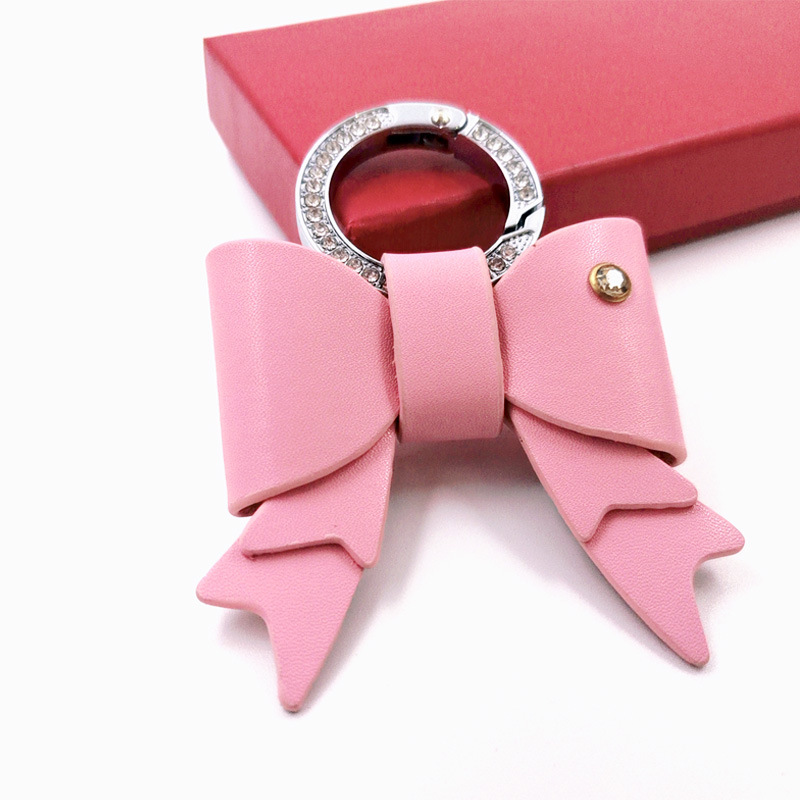 キーリング リボンモチーフキラキラ装飾リング付きキーチェーン