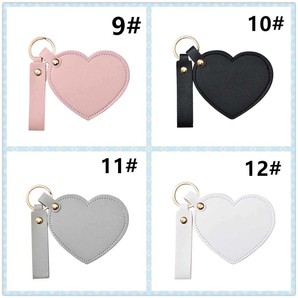 ハート型レザーチャーム付きキーリング