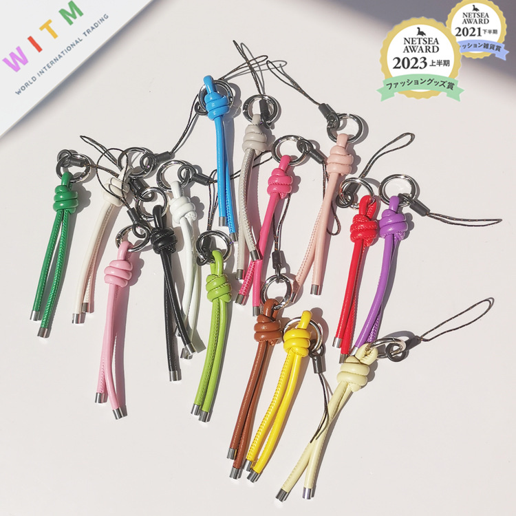全15色 編み込みタッセル付きキーリング 落下防止ストラップ