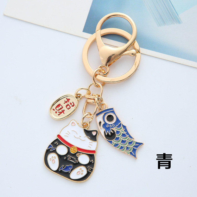 招き猫と鯉のぼりキーリング開運お守りチャーム