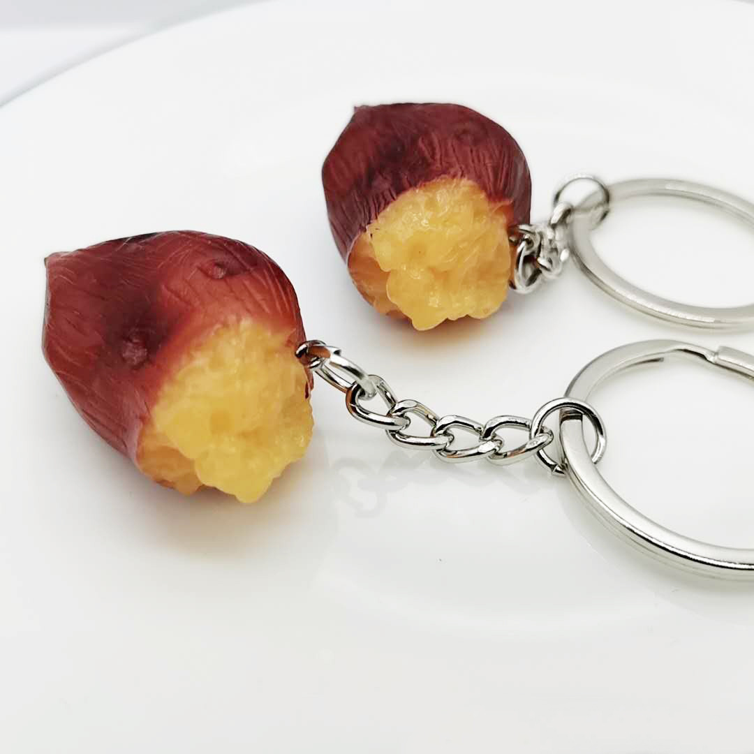 キーリング 焼き芋ミニチュア付きキーチェーン
