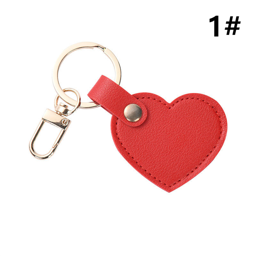 可愛いハート型レザーチャーム キーリング