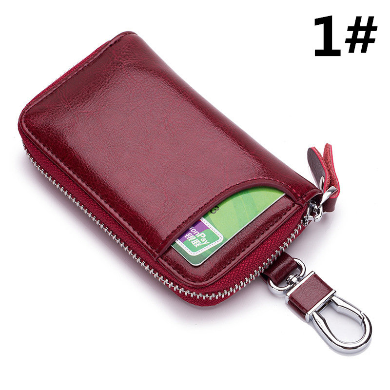 キーリング 高級レザー製六連キーケース小銭入れ付き上品仕様