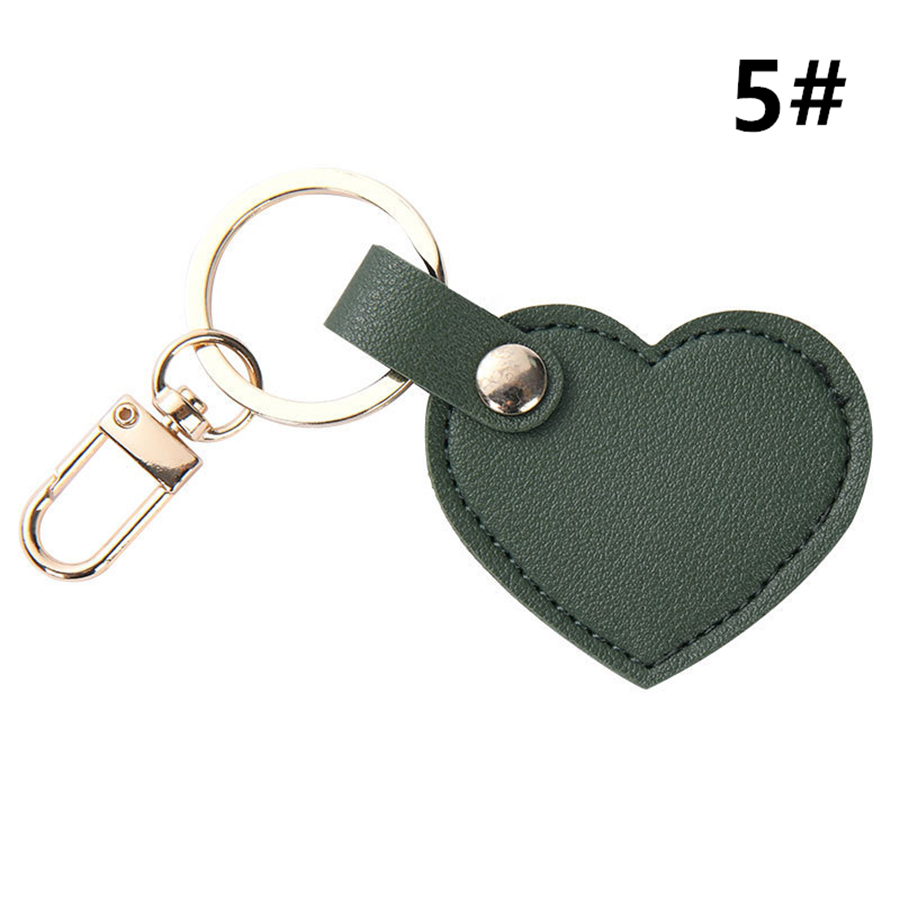 可愛いハート型レザーチャーム キーリング