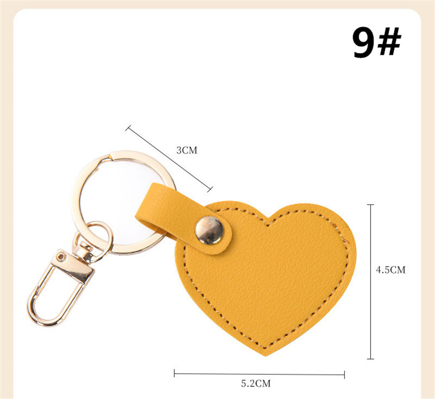可愛いハート型レザーチャーム キーリング