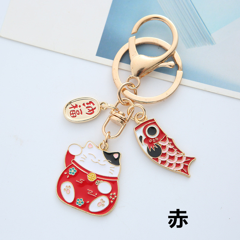 招き猫と鯉のぼりキーリング開運お守りチャーム