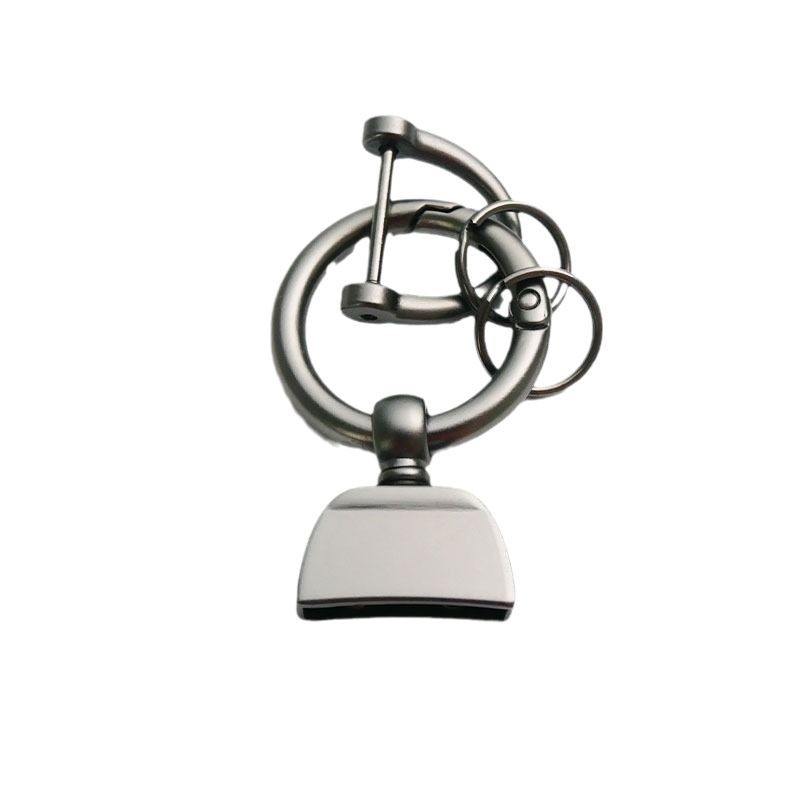 キーリング 台形モチーフ付き丸環金属製キーチェーン