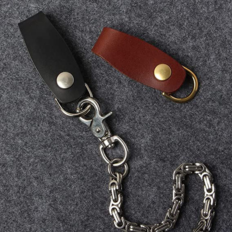 キーリング レザー本革ループ式キーリング金属リング付き