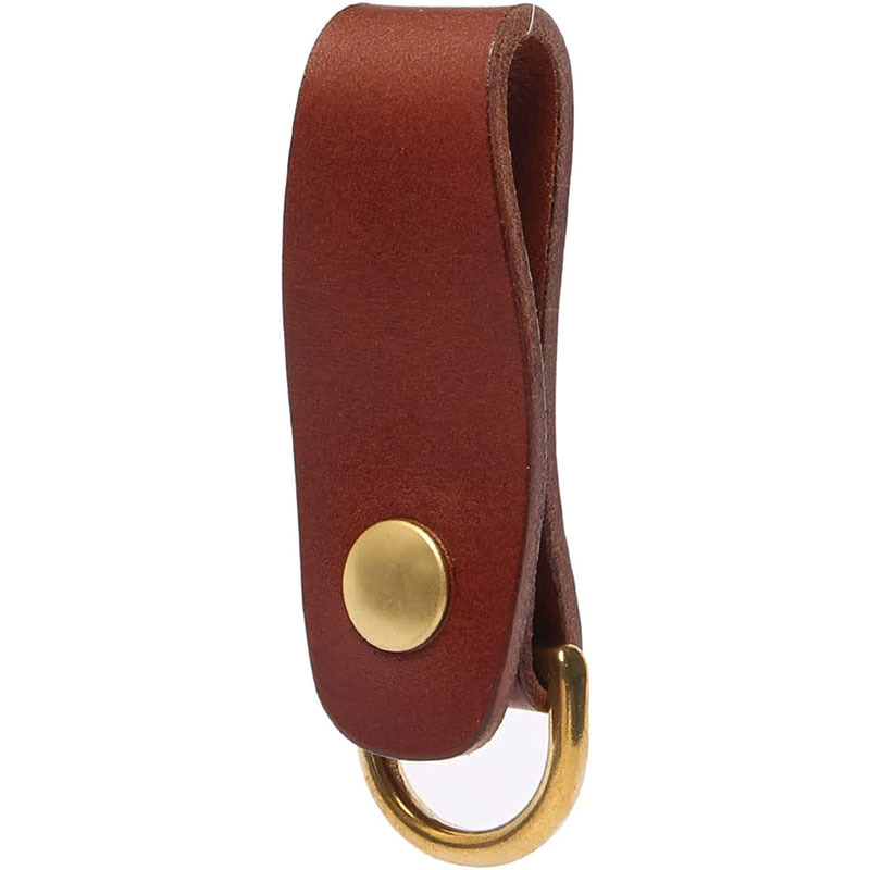 キーリング レザー本革ループ式キーリング金属リング付き