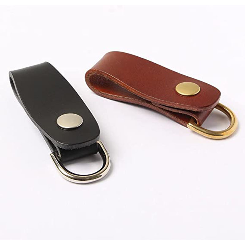 キーリング レザー本革ループ式キーリング金属リング付き