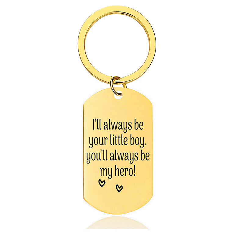 キーリング シルバーメッセージ刻印ドッグタグ型キーリング