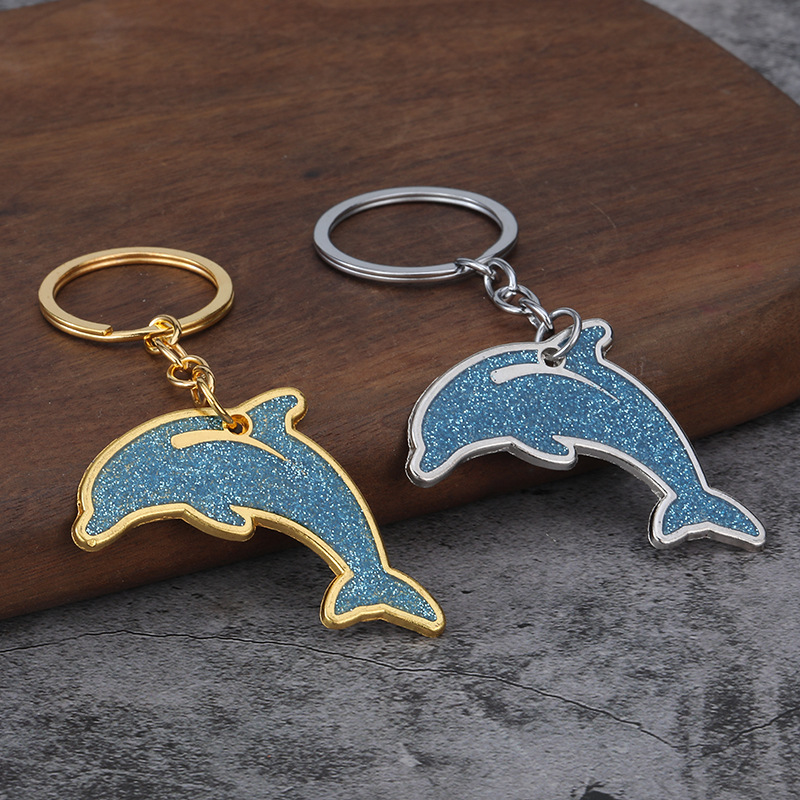 キーリング 海の生き物イルカモチーフキラキラキーチェーン