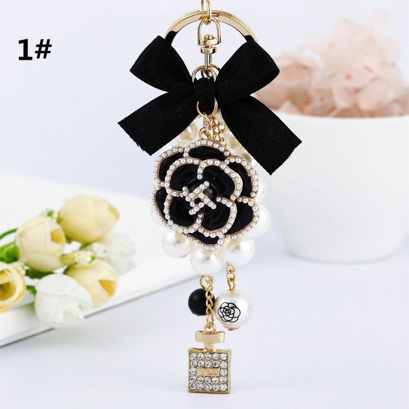 黒薔薇リボンキーリング バッグチャーム