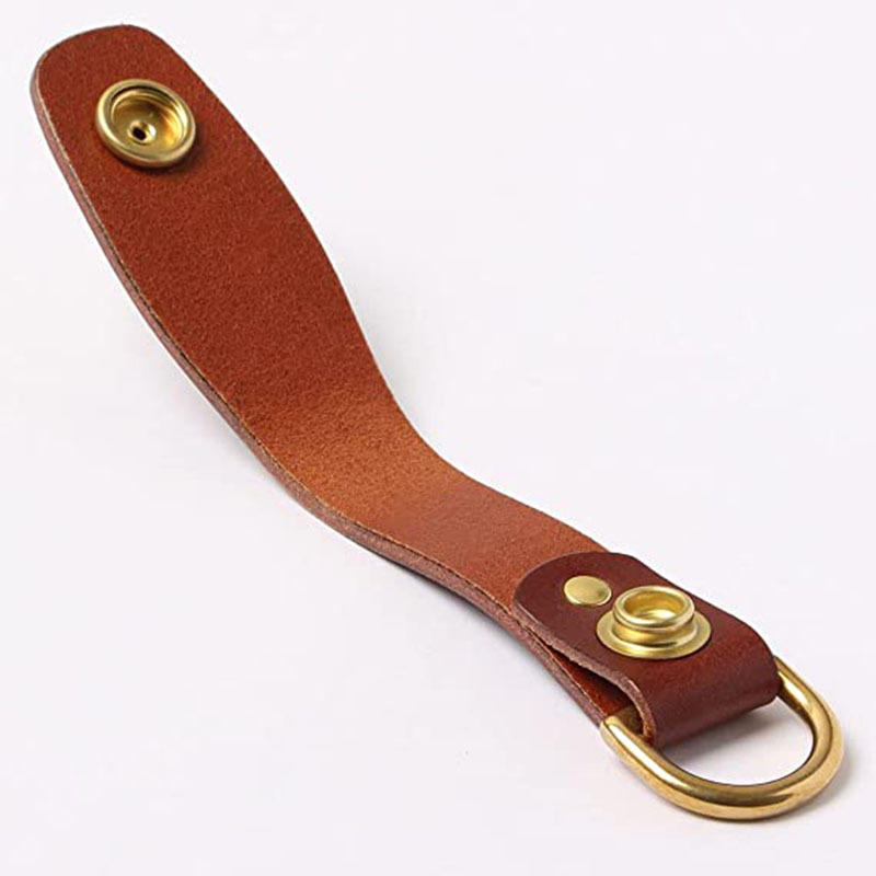 キーリング レザー本革ループ式キーリング金属リング付き