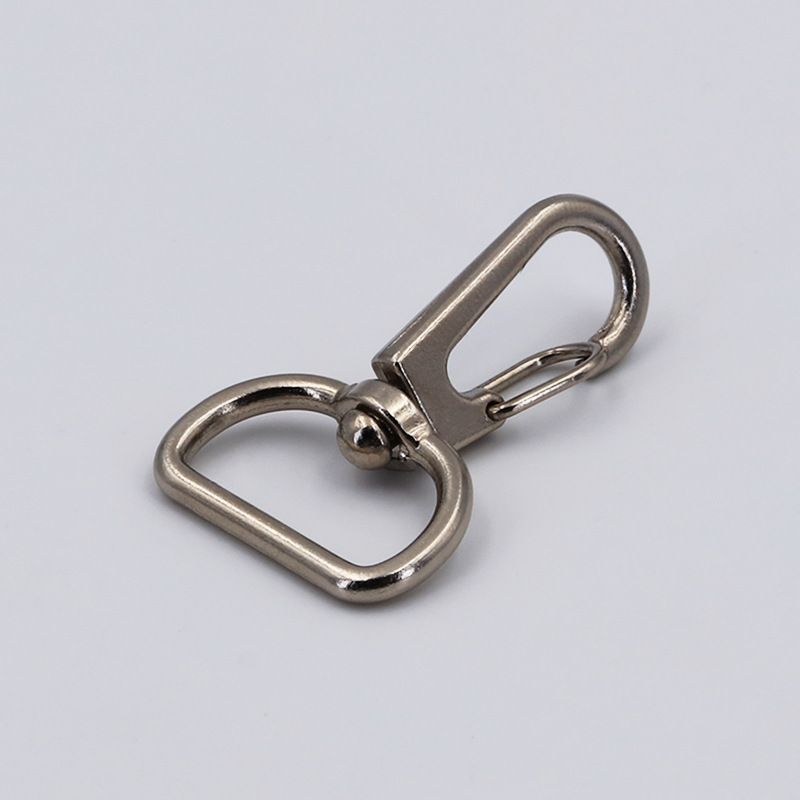 キーリングシルバー 回転式フック付き角型リング金具