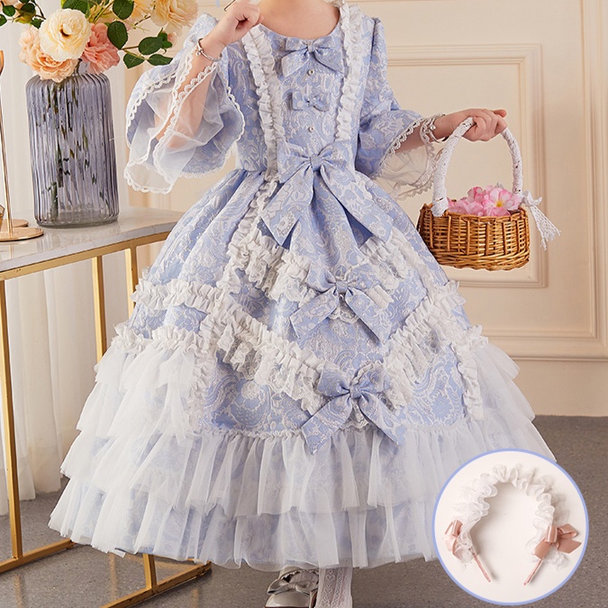 こどもコスプレ お姫様風フリルレース重ね　子ども用ドレス