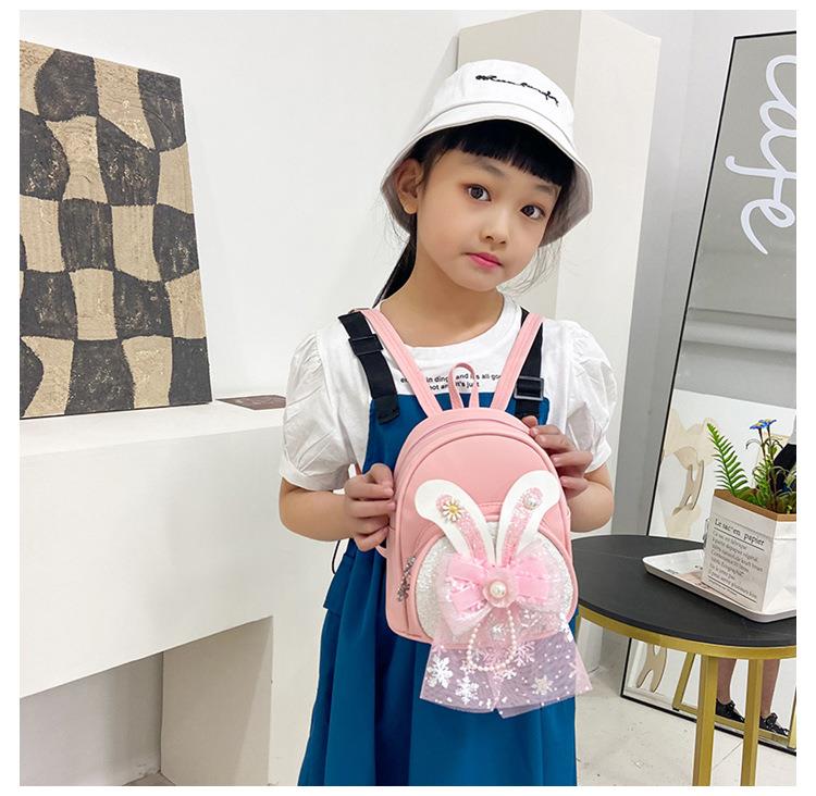 キッズリュック うさみみリボン付きキラキラリュック