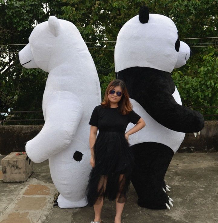 ふわふわしろくまとパンダの着ぐるみ