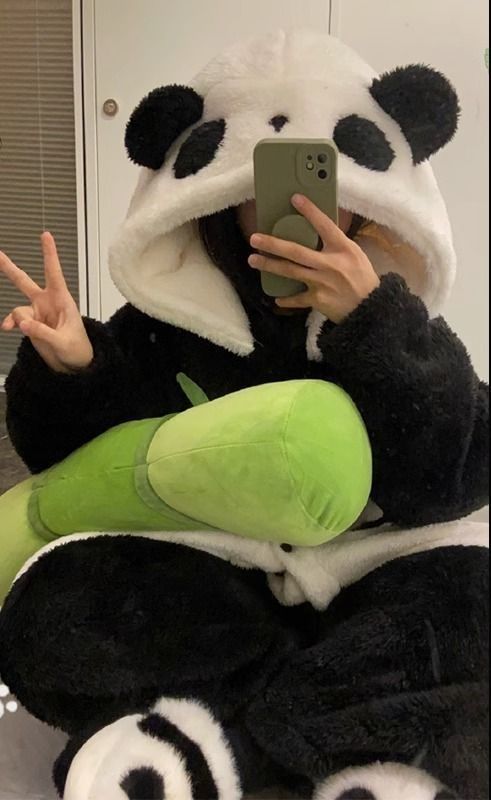 着ぐるみ ふわふわパンダ着ぐるみパジャマ ワンピース型部屋着
