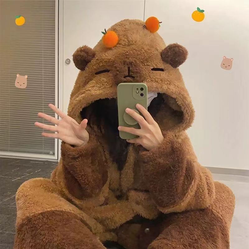 着ぐるみ カピバラ着ぐるみもこもこパジャマ上下セット