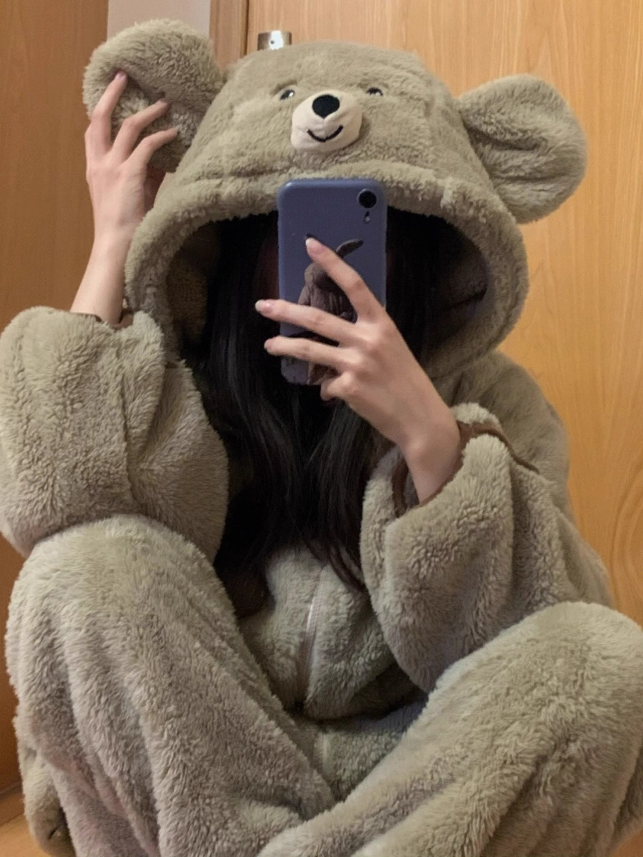 くまさん着ぐるみもこもこパジャマ部屋着