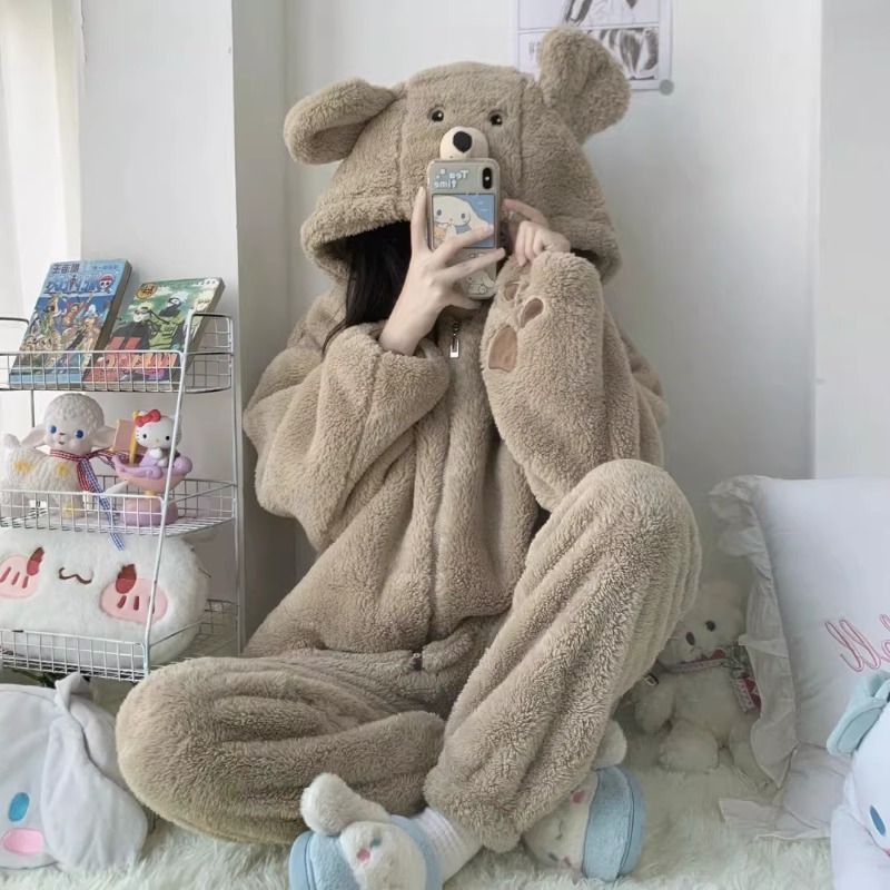 着ぐるみ くまの着ぐるみパジャマ もこもこセットアップ