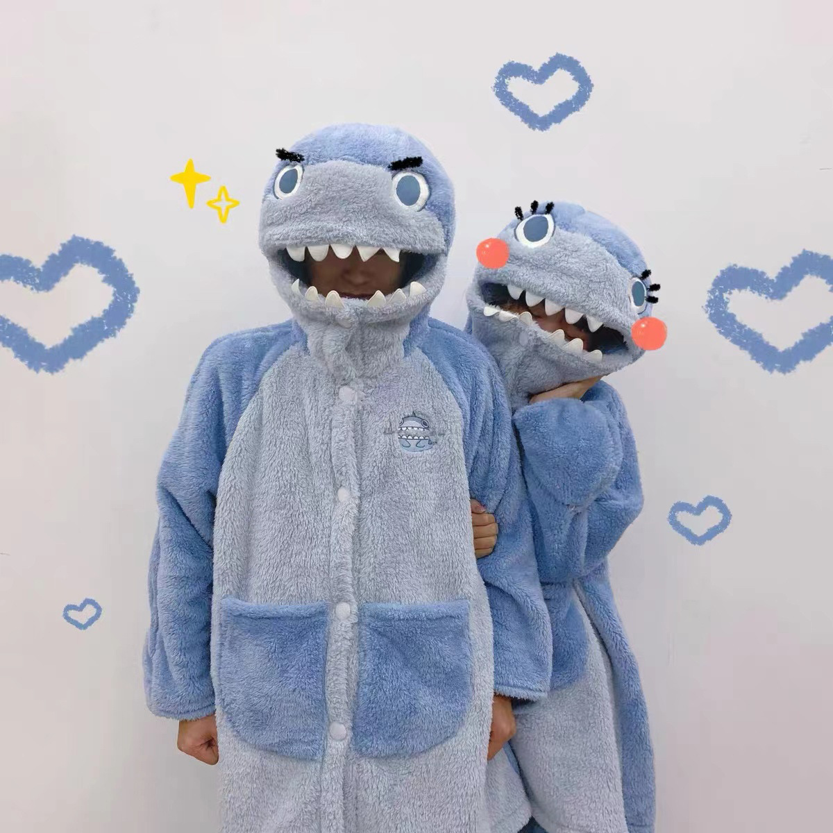 着ぐるみ ふわふわ鮫の着ぐるみパジャマ上下セット