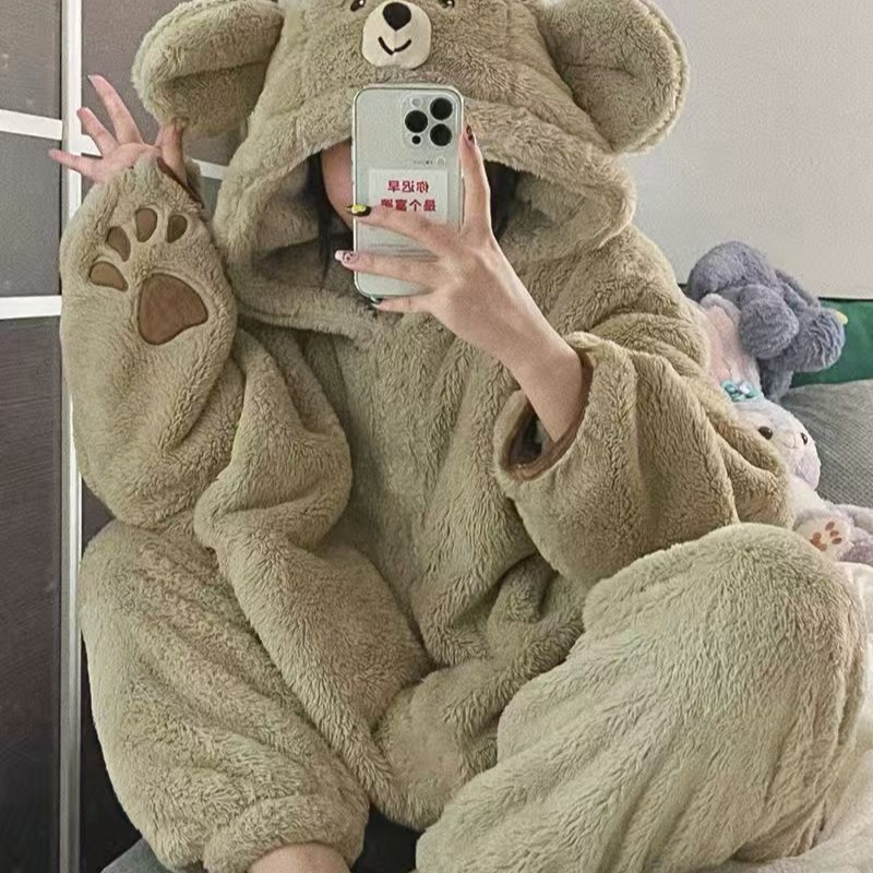 着ぐるみ もふもふくまさんの着ぐるみパジャマ　肉球デザイン