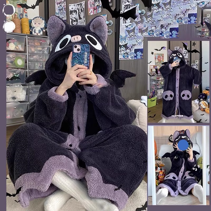 着ぐるみ コウモリ着ぐるみパジャマ ドクロポケット付き