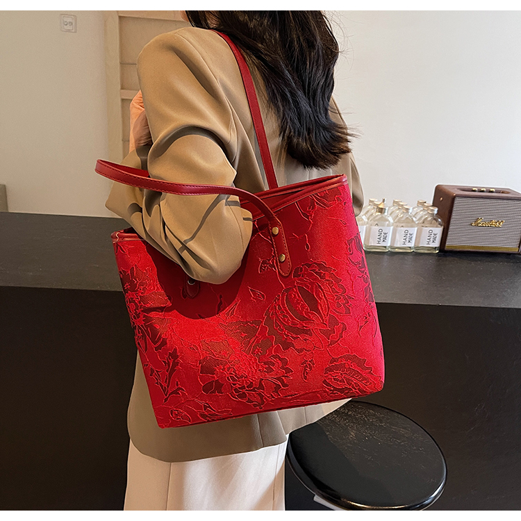 着物バッグ 花鳥風月刺繍和装トートバッグ