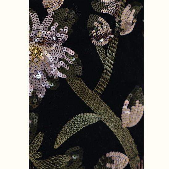 着物バッグ 花刺繍フリンジ付き巾着ショルダー