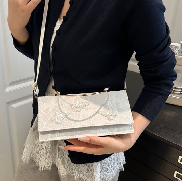 着物バッグ 蝶々刺繍 手持ちショルダー