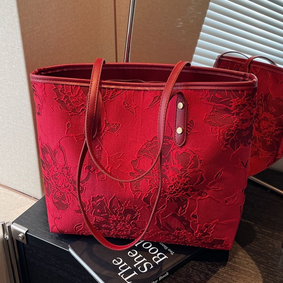 着物バッグ 花鳥風月刺繍和装トートバッグ