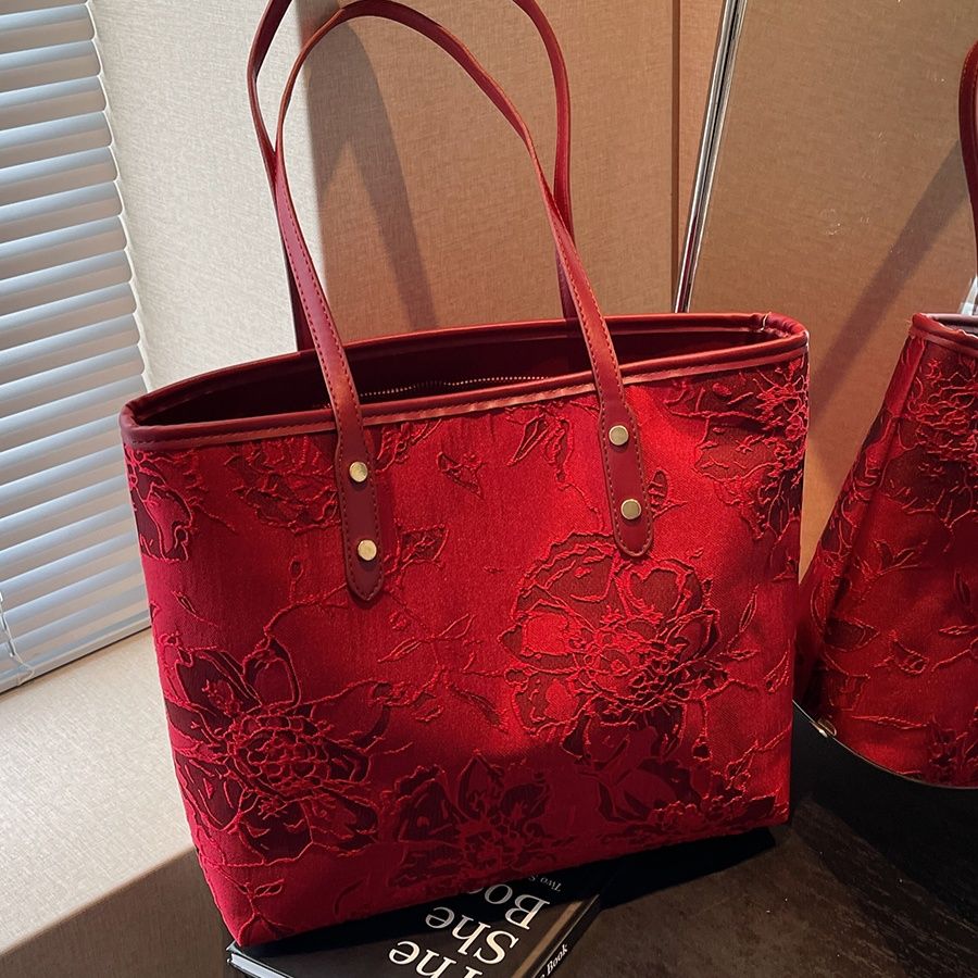 着物バッグ 花鳥風月刺繍和装トートバッグ