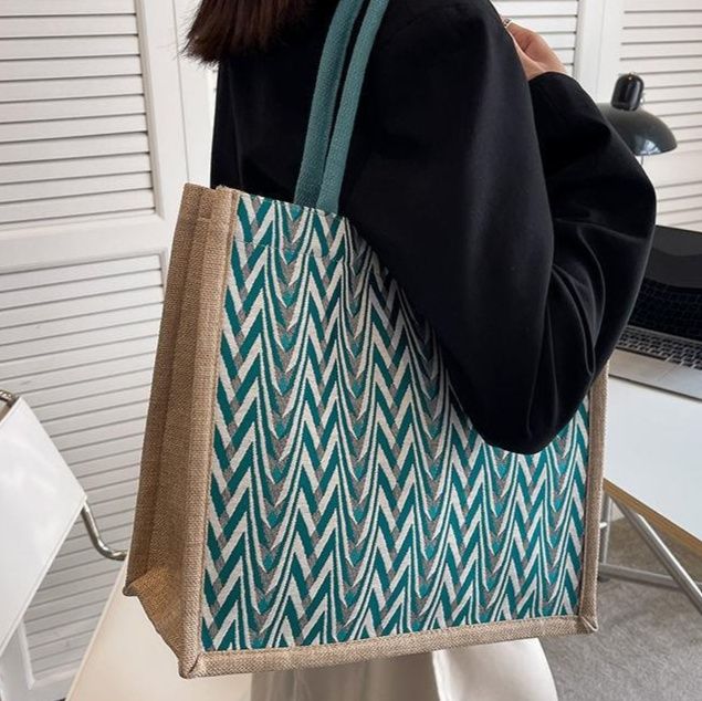 着物バッグ 矢羽根模様和風トートバッグ
