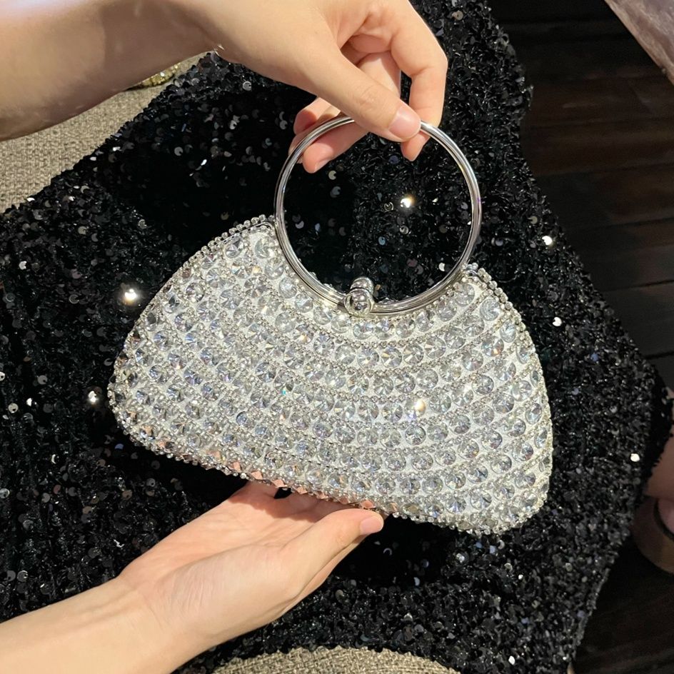 着物バッグ プリーツデザイン輪っか持ち手小型手提げ鞄