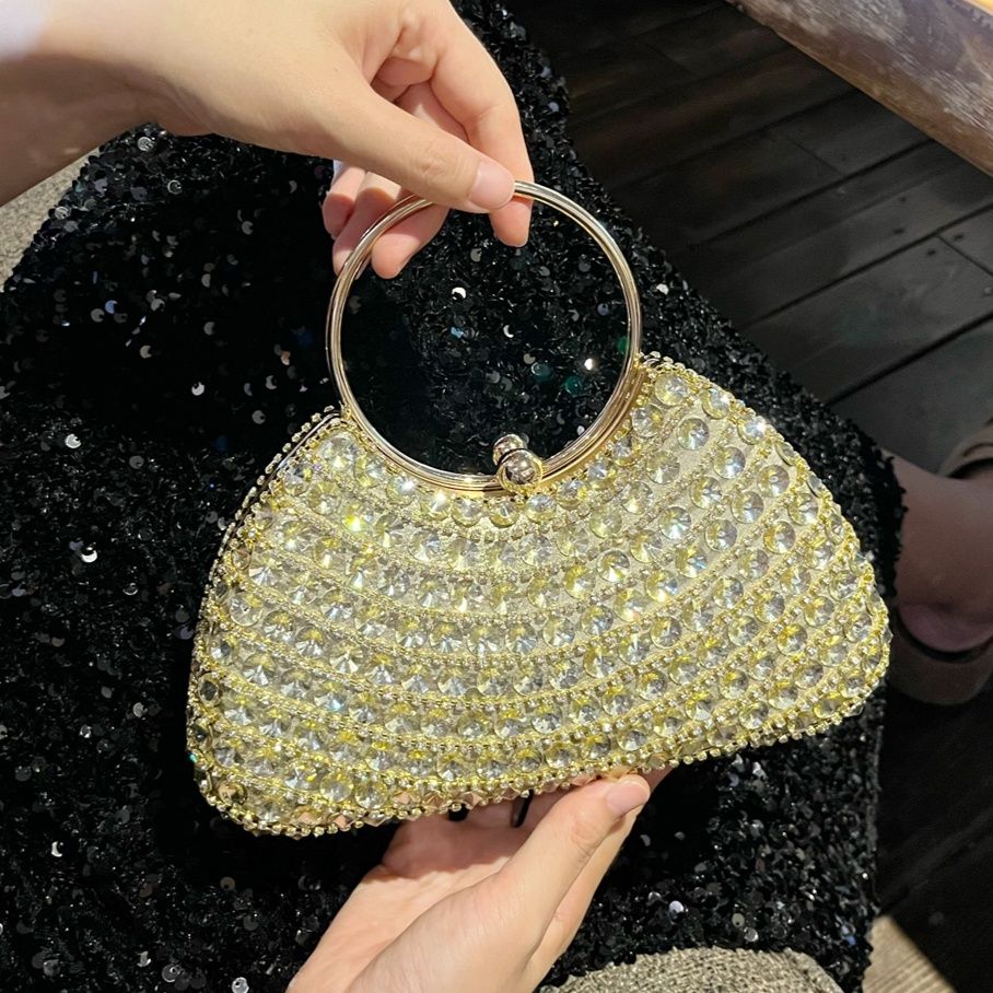 着物バッグ プリーツデザイン輪っか持ち手小型手提げ鞄