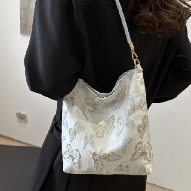 着物バッグ 蝶々刺繍和装風ショルダーバッグ