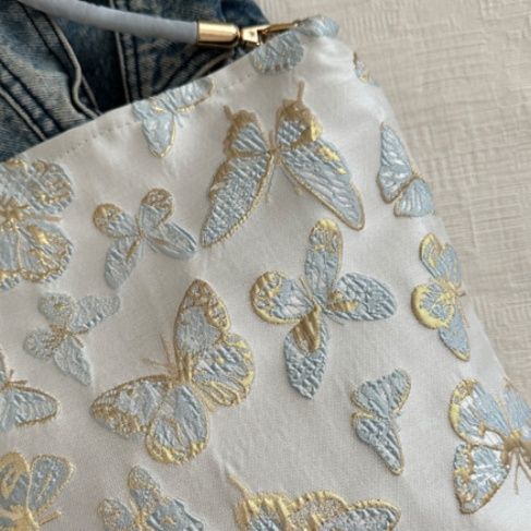 着物バッグ 蝶々刺繍和装風ショルダーバッグ