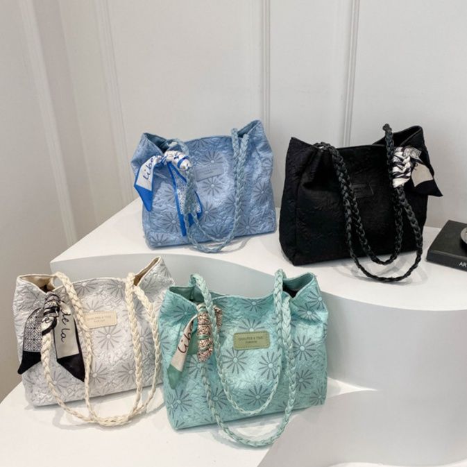 着物バッグ 麻の葉文様編み込み取っ手ショルダーバッグ