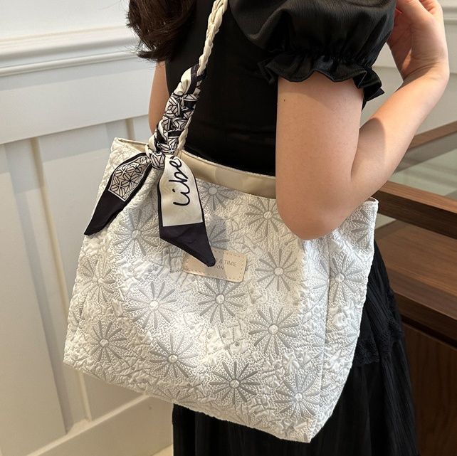 着物バッグ 麻の葉文様編み込み取っ手ショルダーバッグ